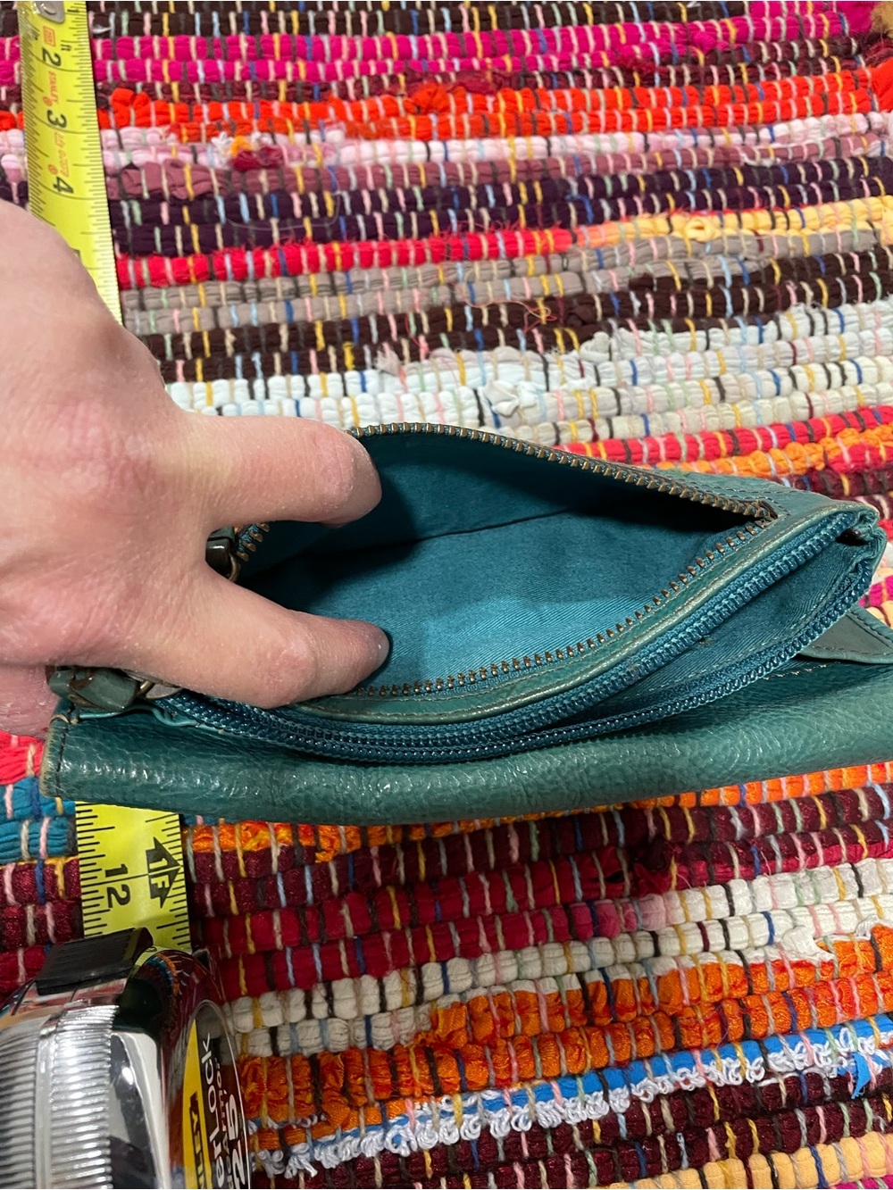 Fossil Teal Floral Embossed Leather Zip Wallet - Picture 6 of 8